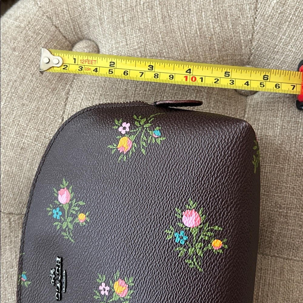 Coach Cosmetic Bag—Like New Condition—Deep Chocolate Cherry Floral—9” x 6.5” - Picture 5 of 6